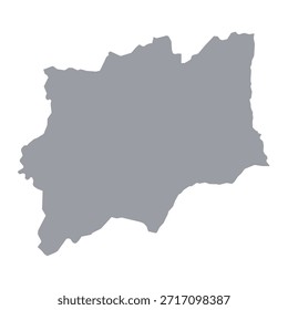 Mapa gris de Huíla aislado sobre fondo blanco. Ilustración vectorial
