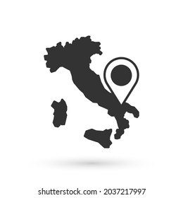 Grey Map of Italy icon isolated on white background.  Vector