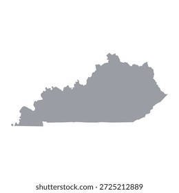 Mapa cinza de Kentucky isolado sobre fundo branco. Ilustração vetorial