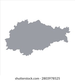 Grey map of Kursk Oblast isolated on white background. Vector illustration