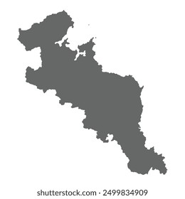 Mapa gris de la prefectura de Kioto aislado sobre fondo blanco. Ilustración vectorial