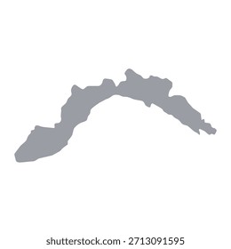  Graue Karte von Ligurien einzeln auf weißem Hintergrund. Vektorgrafik