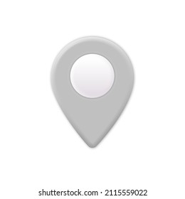 Grey Map location pointer 3d pin. Navigation icon for web, banner, logo or badge. Vector Illustration. eps 10