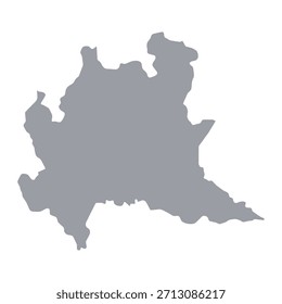 Graue Karte der Lombardei einzeln auf weißem Hintergrund. Vektorgrafik