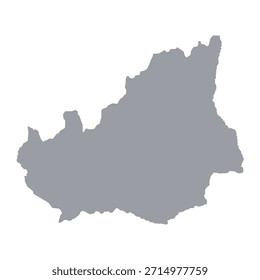 Graue Karte von Lunda Sul einzeln auf weißem Hintergrund. Vektorgrafik