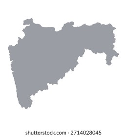  Mapa gris de Maharashtra aislado sobre fondo blanco. Ilustración vectorial