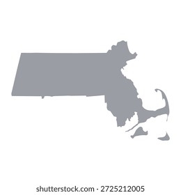 Graue Karte von Massachusetts einzeln auf weißem Hintergrund. Vektorgrafik