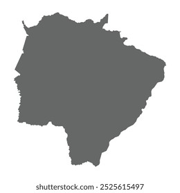 Mapa gris del estado de Mato Grosso do Sul aislado sobre fondo blanco. Ilustración vectorial