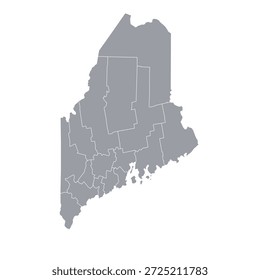 Grey map of Mayne isolated on white background. Vector illustration