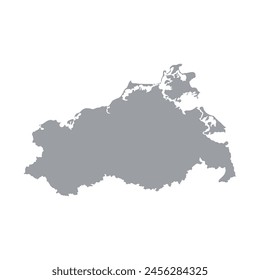 Grey map of Mecklenburg-Vorpommern isolated on white background. Vector illustration