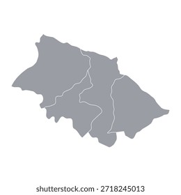 Mapa cinzento da região econômica de Shirvan com a sua divisão administrativa isolada sobre fundo branco. Ilustração vetorial