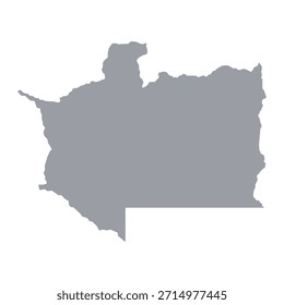 Grey map of Moxico Leste isolated on white background. Vector illustration