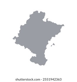 Mapa cinza de Navarra isolado no fundo branco. Ilustração vetorial