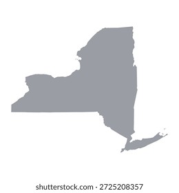 Graue Karte von New York einzeln auf weißem Hintergrund. Vektorgrafik