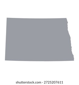 Graue Karte von North Dakota einzeln auf weißem Hintergrund. Vektorgrafik