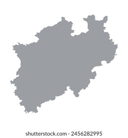 Mapa gris de Renania del Norte-Westfalia aislado sobre fondo blanco. Ilustración vectorial