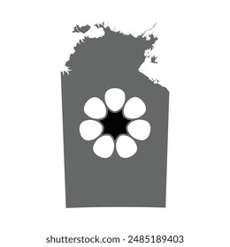 Grey map of Northern Territory with its official flag. Vector illustration