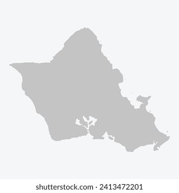 A grey map of Oahu Hawaii