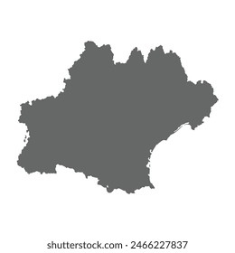 Grey map of Occitania province. Vector illustration