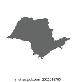 Grey map of the São Paulo state isolated on white background. Vector illustration