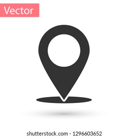 Grey Map pin icon isolated on white background. Pointer symbol. Location sign. Navigation map, gps, direction, place, compass, contact, search concept. Vector Illustration