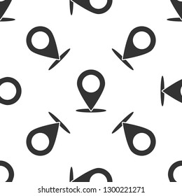 Grey Map pin icon isolated seamless pattern on white background. Pointer symbol. Location sign. Navigation map, gps, direction, place, compass, contact, search concept. Vector Illustration