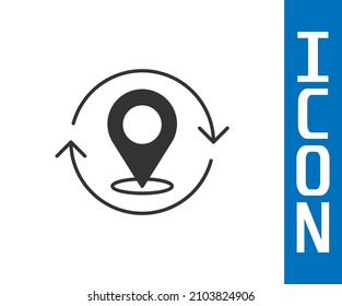 Icono de pasador de mapa gris aislado en fondo blanco. Navegación, puntero, ubicación, mapa, gps, dirección, concepto de búsqueda.  Vector
