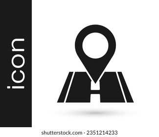 Icono de pasador de mapa gris aislado en fondo blanco. Navegación, puntero, ubicación, mapa, gps, dirección, lugar, brújula, concepto de búsqueda.  Ilustración vectorial