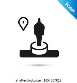 Grey Map pin and monument icon isolated on white background. Navigation, pointer, location, map, gps, direction, place, compass, search concept.  Vector