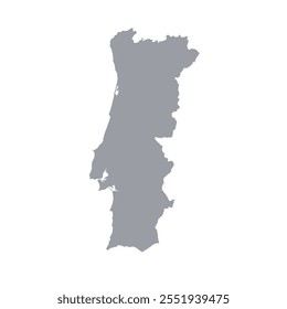 Grey map of Portugal isolated on white background. Vector illustration