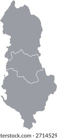 Graue Karte von mit regionaler Teilung, einzeln auf weißem Hintergrund. Vektorgrafik