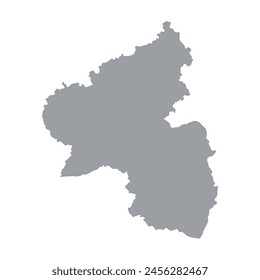 Grey map of Rhineland-Palatinate isolated on white background. Vector illustration