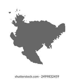 Grey map of Saga prefecture isolated on white background. Vector illustration