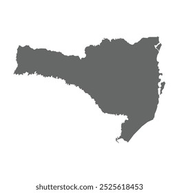 Mapa cinza do estado de Santa Catarina isolado sobre fundo branco. Ilustração vetorial