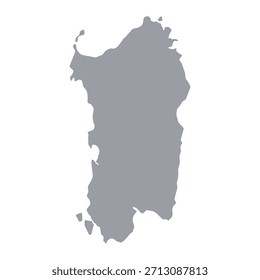  Mapa gris de Cerdeña aislado sobre fondo blanco. Ilustración vectorial