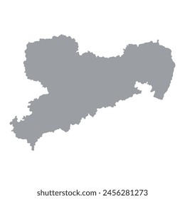 Grey map of Saxony isolated on white background. Vector illustration