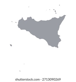  Grey map of Sicily isolated on white background. Vector illustration