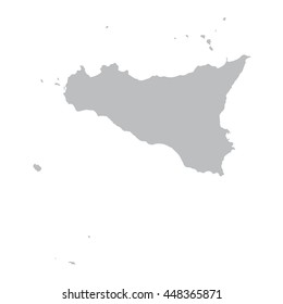 grey map of Sicily Region in Italy