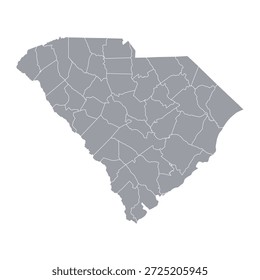 Grey map of South Carolina isolated on white background. Vector illustration