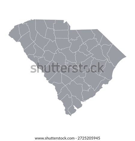 Grey map of South Carolina isolated on white background. Vector illustration