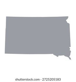Grey map of South Dakota isolated on white background. Vector illustration