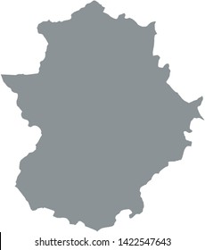 Grey Map of the Spanish Autonomous Community of Extremadura
