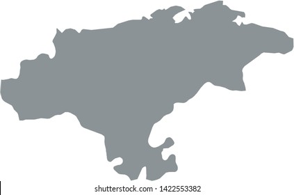 Grey Map of the Spanish Autonomous Community of Cantabria