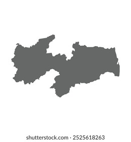 Mapa gris del estado de Paraíba aislado sobre fondo blanco. Ilustración vectorial