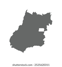 Grey map of the Goiás state isolated on white background. Vector illustration