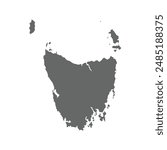 Grey map of Tasmania state. Vector illustration