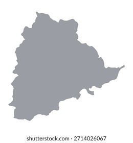  Mapa gris de Telangana aislado sobre fondo blanco. Ilustración vectorial