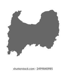 Grey map of Toyama prefecture isolated on white background. Vector illustration
