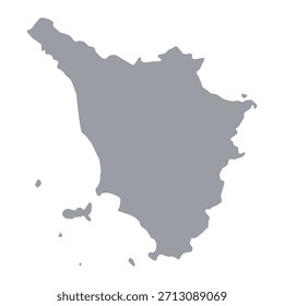  Graue Karte der Toskana einzeln auf weißem Hintergrund. Vektorgrafik