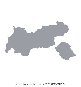 Mapa gris del Tirol aislado sobre fondo blanco. Ilustración vectorial
